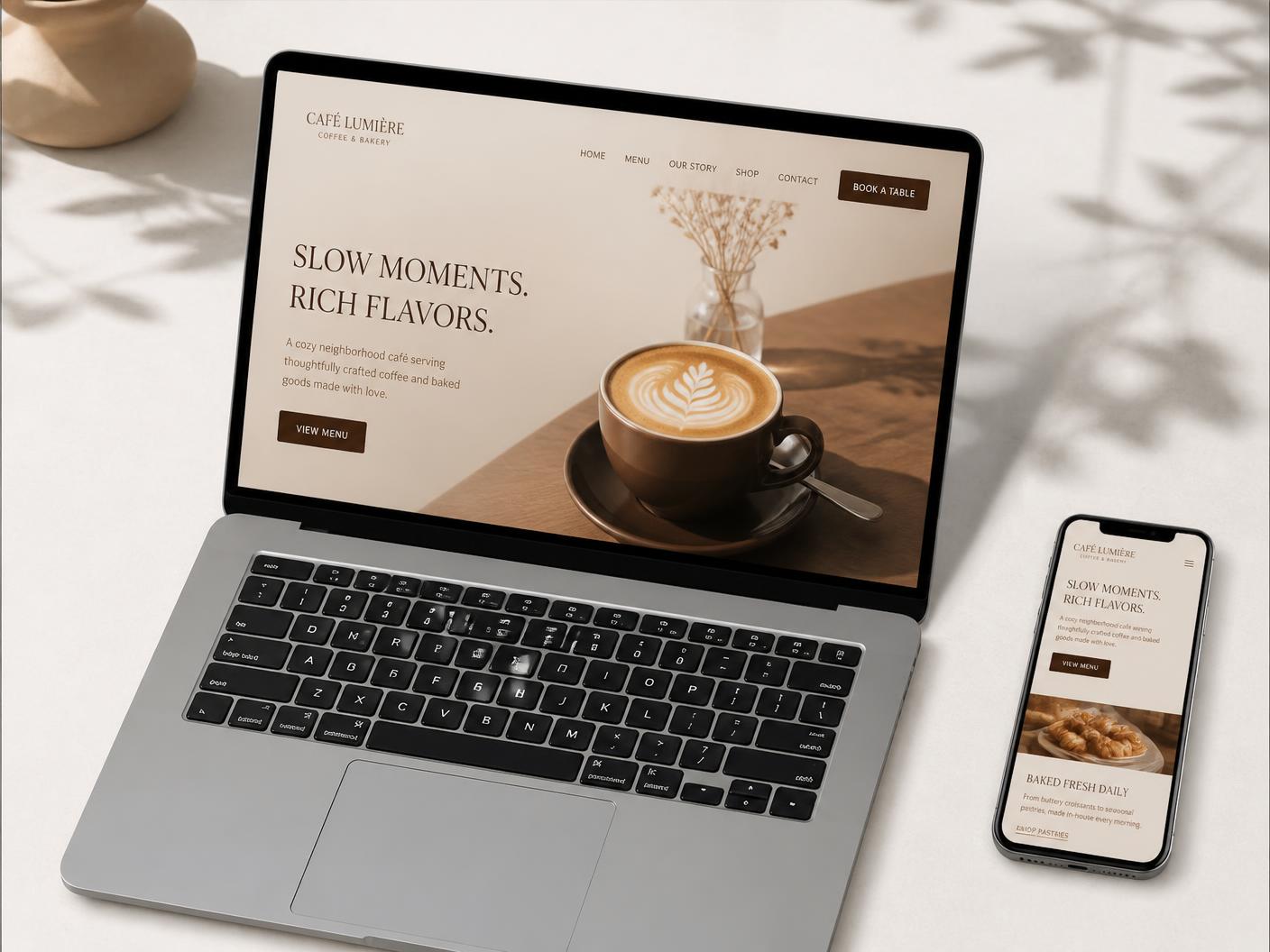 Aurora Café website homepage preview
